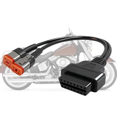 Imagem de Cabo OBD2 adequado para modelos Harley Davidson, 4 pinos + 6 pinos 2 em 1 adaptador de scanner OBD de motocicleta, conector OBD funciona com muitas ferramentas de diagnóstico de motocicleta, cabo de 30 cm