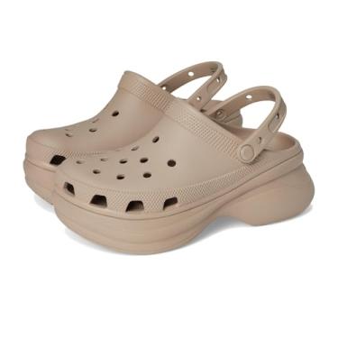 Imagem de Crocs Tamancos femininos clássicos Bae, sapatos de plataforma para mulheres, Cinzento-acastan, 35