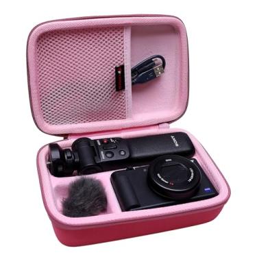 Imagem de XANAD Capa Rígida Para Câmera Digital Sony Zv-1F / Zv-1 Ii Com Alça De Ombro, Compatível Kit Acessórios Vlogger, Tripé E Microfone - Bolsa Protetora Transporte Armazenamento (Rosa)