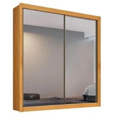 Imagem de Guarda Roupa Solteiro Espelhado 2 Portas 4 Gavetas Zurique Peroba Móve