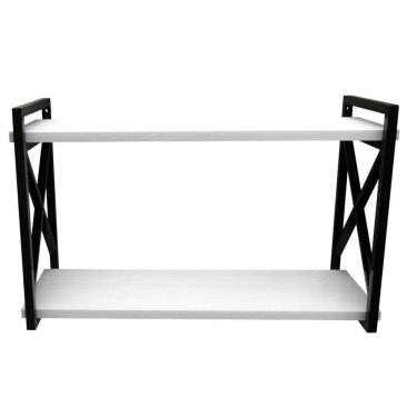 Imagem de Prateleira Estilo Industrial Preta 20X60Cm Com Mdf Branco
