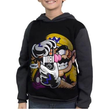 Imagem de Casaco Moletom Infantil Nintendo Mario Primo Rival Wario - smoke, Pret