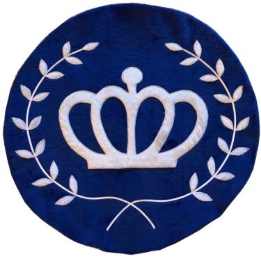 Imagem de Tapete Pelúcia Coroa Ramos 90cm x 90cm Quarto Infantil Base Emborrachado - Azul Royal
