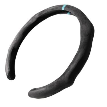 Imagem de Capa de volante de camurça esportiva de instalação rápida com listra azul aqua para volante de 35,5 a 38 cm para carro Sedan Coupe SUV Pickup 14,5 a 38 cm