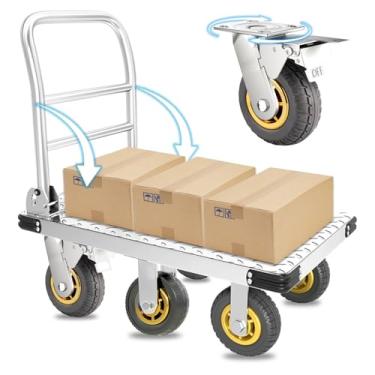 Imagem de YAOYAO LAND Plataforma Dobrável para Caminhão, Carrinho de Empurrar, Resistente, Capacidade de Peso de 2.000 Lb, com Freio E Rodas Giratórias de 6" E 360 Graus