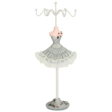 Imagem de Colar de brincos com suporte de vestido de princesa expositor manequim de ferro suporte de joias verde pinho elegante suporte de resina para mulheres meninas organizador de joias 26 x 9,9 x 9,9 cm (4)