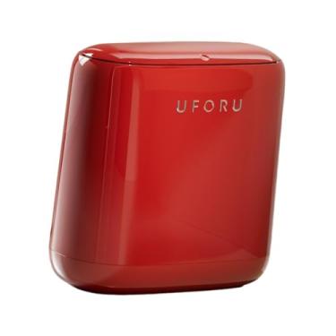 Imagem de WeiLaiKeQi Lixeira pequena para banheiro com tampa, lixeira premium de 12 litros, para cozinha, banheiro, quarto, escritório, dormitório, Vermelho