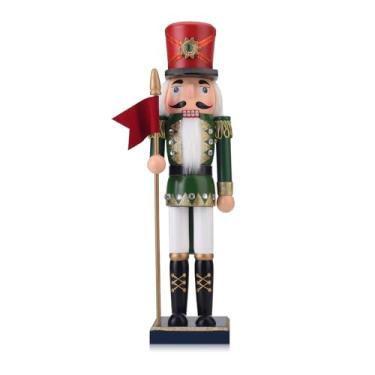 Imagem de Bonecos de soldado quebra-nozes de madeira com lança, decoração de Natal quebra-nozes de 35 cm, estatueta clássica de quebra-nozes para casa, prateleira ou festa