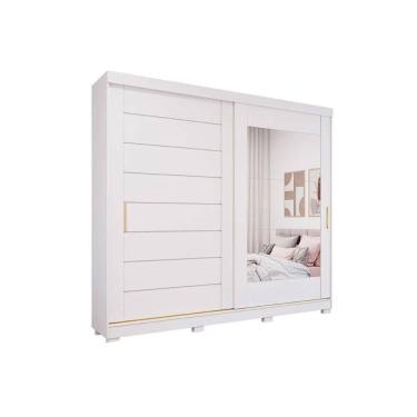 Imagem de Guarda Roupa 2 Portas De Correr (1 C- Espelho) E 8 Gavetas C- Pés Florença Branco - Panan