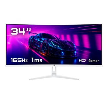 Imagem de Monitor Gamer Curvo Branco HQ Premium 34” Ultrawide QHD 3440x1440, 165Hz, 1ms, AMD FreeSync, HDMI, DP - HQW34C16
