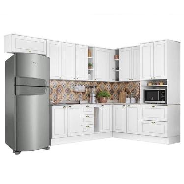 Imagem de Cozinha Completa De Canto Americana 10 Peças Com Torre Quente Branco - Móveis Henn Branco