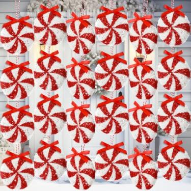 Imagem de Arrowbash 24 peças de enfeites de bengala de doces com glitter de 10 cm para pendurar com purpurina, pirulito, bengala doce, árvore de Natal, enfeite de hortelã-pimenta para festa de Natal em casa