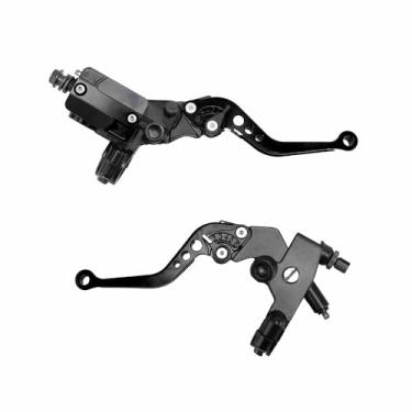 Imagem de vatkan Alavanca do reservatório do cilindro mestre da embreagem e freio hidráulico universal de 22 mm para motocicleta esquerda e direita para Harley Honda Kawasaki Suzuki Yamaha (preto)