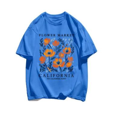 Imagem de Camiseta Feminina Casual de Algodão com Estampa Floral Amarela - Manga