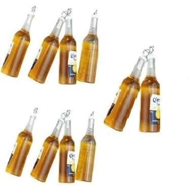 Imagem de Tiosen 10 pingentes de resina de garrafa de cerveja para fabricação de joias, acessórios de pingente para chaveiro, colar e brincos