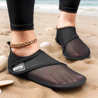 Imagem de Sapatos aquáticos unissex meias aquáticas praia descalço secagem rápida hidroginástica, piscina, antiderrapante, itens essenciais para viagens ao ar livre, Lcsf3 preto, 8-9 Women/6.5-7.5 Men