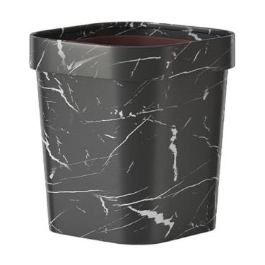 Imagem de Caixote do lixo de plástico, lata de lixo aberta com pressão e fundo antiderrapante, cesto de lixo de escritório Liviroom de 12/14 litros, cesto de lixo sem tampa, caixote do lixo/preto/grande