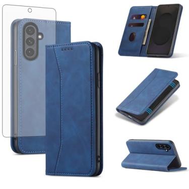 Imagem de Asuwish Capa carteira flip para celular Samsung Galaxy S25 FE 5G com protetor de tela de vidro temperado fecho magnético capa fólio suporte para cartão de crédito suporte celular S 25 EF S25FE 25S