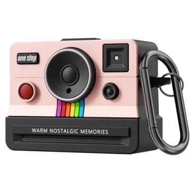 Imagem de QINGQING Capa compatível com AirPods Pro 3, capa de silicone 2025, design retrô para câmera, mosquetão e kit de limpeza incluídos, resistente a choques, proteção total para AirPods Pro 3ª geração