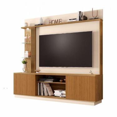 Imagem de Home Atlanta Para Tv Até 65 Polegadas Cinamomo Com Off White Ripado Bechara