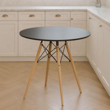Imagem de Mesa Desing Elegante Moderno Eiffel Eames 70cm Redonda Cor Preto
