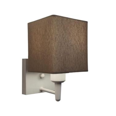 Imagem de Arandela Quadrada Md-2006 Branco Cúpula Em Tecido Caqui - Bivolt