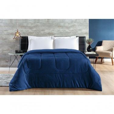 Imagem de Coberdrom 100% Algodão Malha Com Manta Microfibra Queen 01 Peça - Marinho