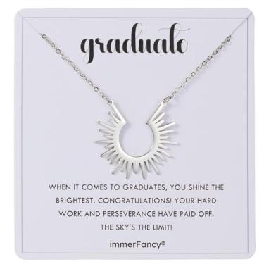 Imagem de immerFancy Colar em camadas com pingente de ouro delicado para mulheres, moderno, simples, banhado a ouro, bússola inspiradora, clipe de papel, laço ligado, pérola, coração, sol, amizade, pingente