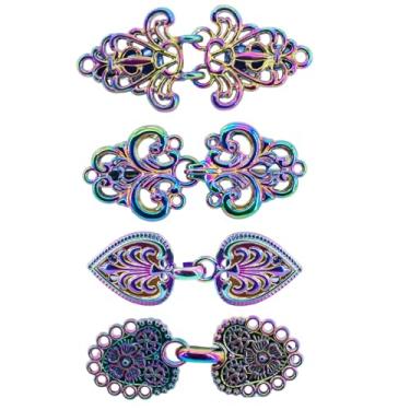 Imagem de 4 peças de clipes de suéter vintage de capa de redemoinho para mulheres e homens, clipes apertados para vestido cardigã roupas camisa xale, camisa botão camisa broche clipe para manter o suéter juntos