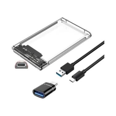 Imagem de Case Para HDD Transparente De 2,5 Polegadas SSD SATA Para USB Tipo-C, 