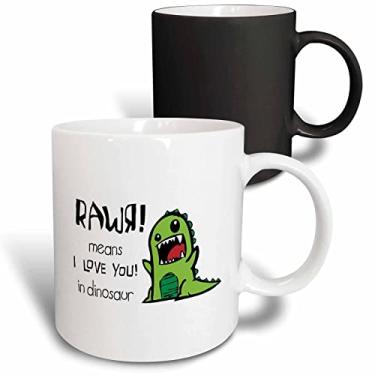 Imagem de 3dRose Caneca de café de 325 ml, transformadora de cor sensível ao calor, Rawr Means I Love You in Dinosaur, caneca térmica mágica que muda de cor, colecionáveis de dinossauros, presentes divertidos
