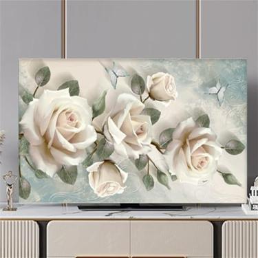 Imagem de Capa de TV com estampa de flores, capa protetora contra poeira de 81 a 203 cm, extensível, decorativa para monitor de TV de tela plana/PC, protetor de tela elástico para televisão-flor 2||37-39