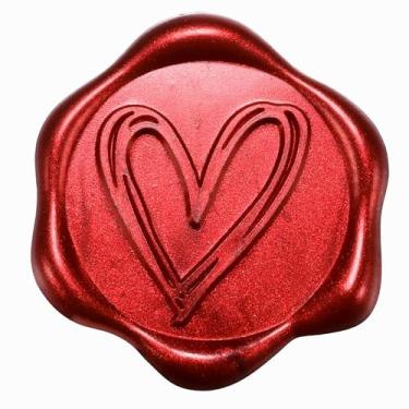 Imagem de Yoption Adesivos de lacre de cera de coração, pacote com 50 selos de envelope autoadesivos vermelhos retrô para festa de casamento, aniversário, convites de Natal