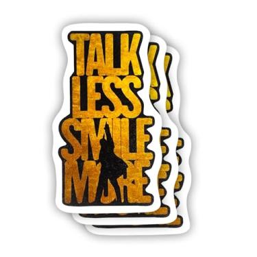 Imagem de (3 peças) Adesivo Talk Less Smile More, frases motivacionais sarcásticas, citação humorística, decalque de vinil para Kindle, laptop, garrafa de água, capacete rígido de telefone, adesivo de citação