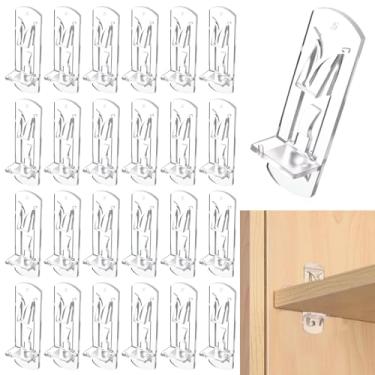 Imagem de 24 peças de pinos de suporte de prateleira de plástico 5 mm clipes de prateleira de armário de cozinha 3/10.2 cm suportes transparentes suportes de pino suportes de armário ganchos clipes para placa