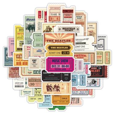 Imagem de Pacote de adesivos Retro Band Ticket Anime, 60 unidades