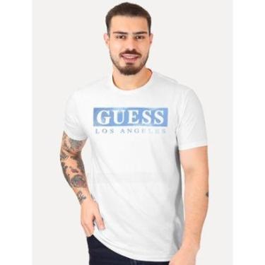 Imagem de Camiseta Guess Masculina Logo Los Angeles Sky Block Branca-Masculino