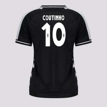 Imagem de Camisa Kappa Vasco Supporter Block Feminina Preta e Branca 10 Coutinho