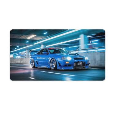 Imagem de HouLaiZhe JDM R34 Speed Sports Car Blur Gaming Mouse Pads JDM Car Desk Pads Grandes Mousepads para teclado de mesa Tapete de computador 40 X 75 cm