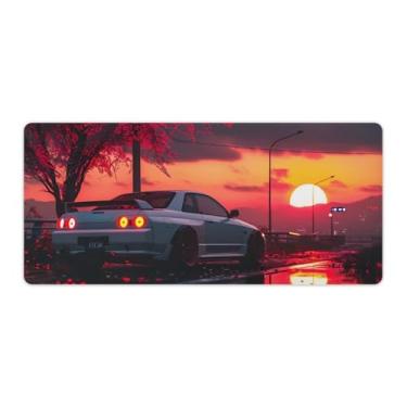 Imagem de HouLaiZhe JDM Car R32 Sunset Red Sun Reflexão Gaming Mouse Pads JDM Car Desk Pads Grandes Mousepads para Teclado Desktop Mat40x90cm