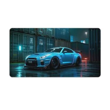 Imagem de HouLaiZhe JDM R35 Car Next to A Container Gaming Mouse Pads JDM Car Desk Pads Grandes Mousepads para Teclado Desktop Mat40X75cm