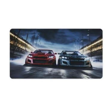 Imagem de Vermelho azul JDM carro R32 tapete de mesa de corrida tapete de mouse pad antiderrapante grande material de escritório tapete de mesa de borracha impermeável para escritório jogo casa 40 x 75 cm