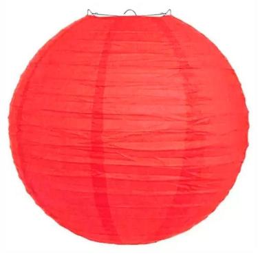 Imagem de Lanterna Luminária Oriental De Tecido Vermelha - 35cm