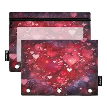 Imagem de Wassud Red Love Heart (2) Pacote com 2 pastas para fichário com 3 furos, pasta organizadora de arquivos para casa, escritório