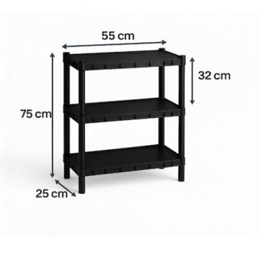 Imagem de Estante com 5 Prateleira Organizadora de Plástico Modular Multiuso para Cozinha e Quarto(3 Prateleiras)