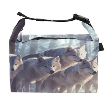 Imagem de STAYTOP Lancheira Wolves in the Snow com fivela de alça, lancheira isolada para meninos e meninas, lancheira térmica para trabalho escolar