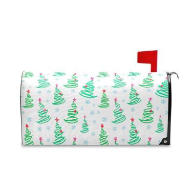 Imagem de Burbuja Capa de caixa de correio magnética, capa de caixa de correio decorativa de árvore de Natal para decoração de jardim e quintal, tamanho grande 52,8 x 64,5 cm
