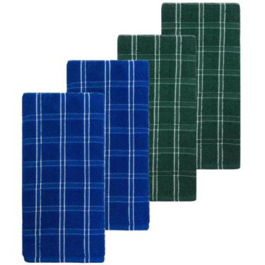 Imagem de Kit 4 Panos De Prato Camesa Chess 45 x 65 cm, Azul-Verde