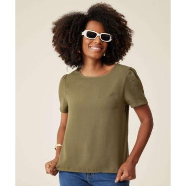 Imagem de Blusa Feminina Crepe Manga Curta Marisa-72970, Verde, P