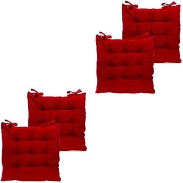 Imagem de Almofada de assento confortavel, macia, para cadeira, com estofado vermelho,confortavel.
